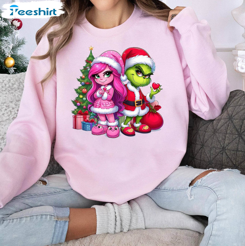 Funny Grinch's Valentine Shirt, Couple Grinch Pink Cute Unisex T Shirt Tee Tops