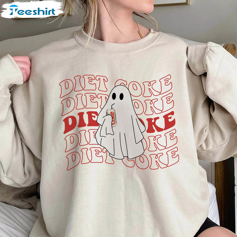 Comfort Diet Coke Sweatshirt, New Rare Ghost Holds Diet Crewneck Short Sleeve