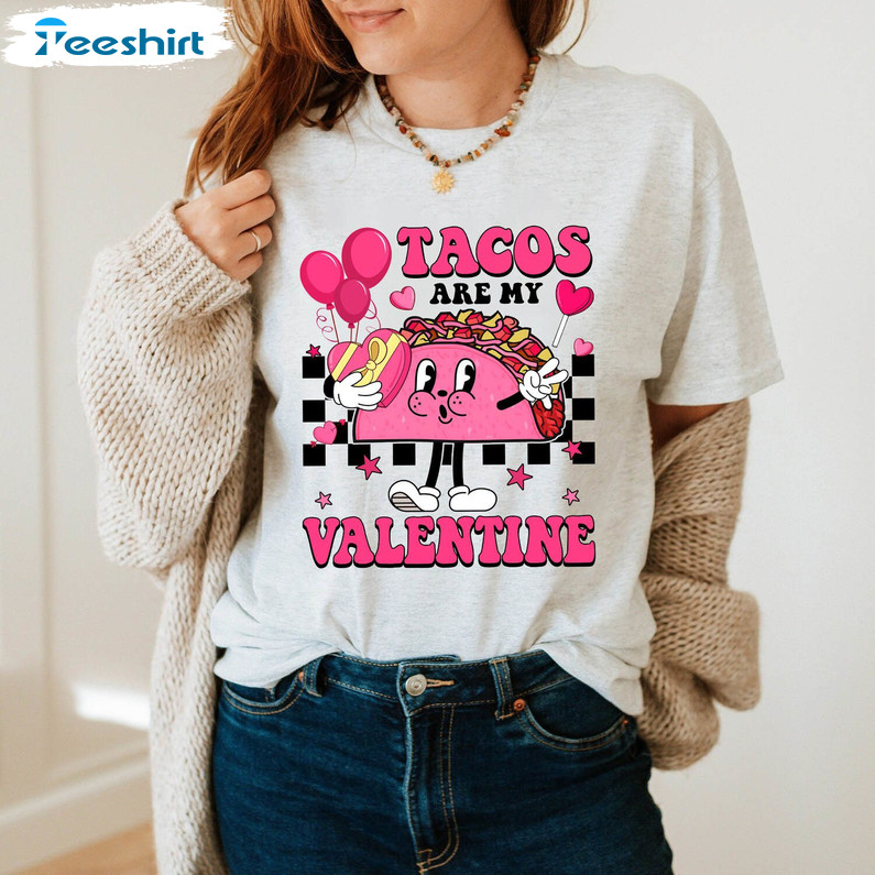 Retro Tacos Are My Valentine Shirt, Happy Valentines Day Unisex T Shirt Tank Top