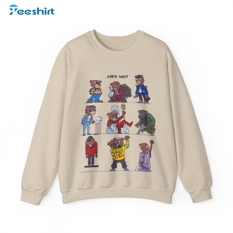 Creative Kanye West Bears Sweatshirt , Trendy Short Sleeve Sweater Gift For Friend