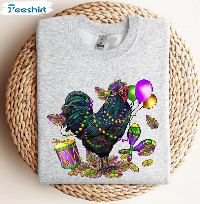 Awesome Mardi Gras Chicken Shirt, Groovy Mardi Gras Tank Top Long Sleeve