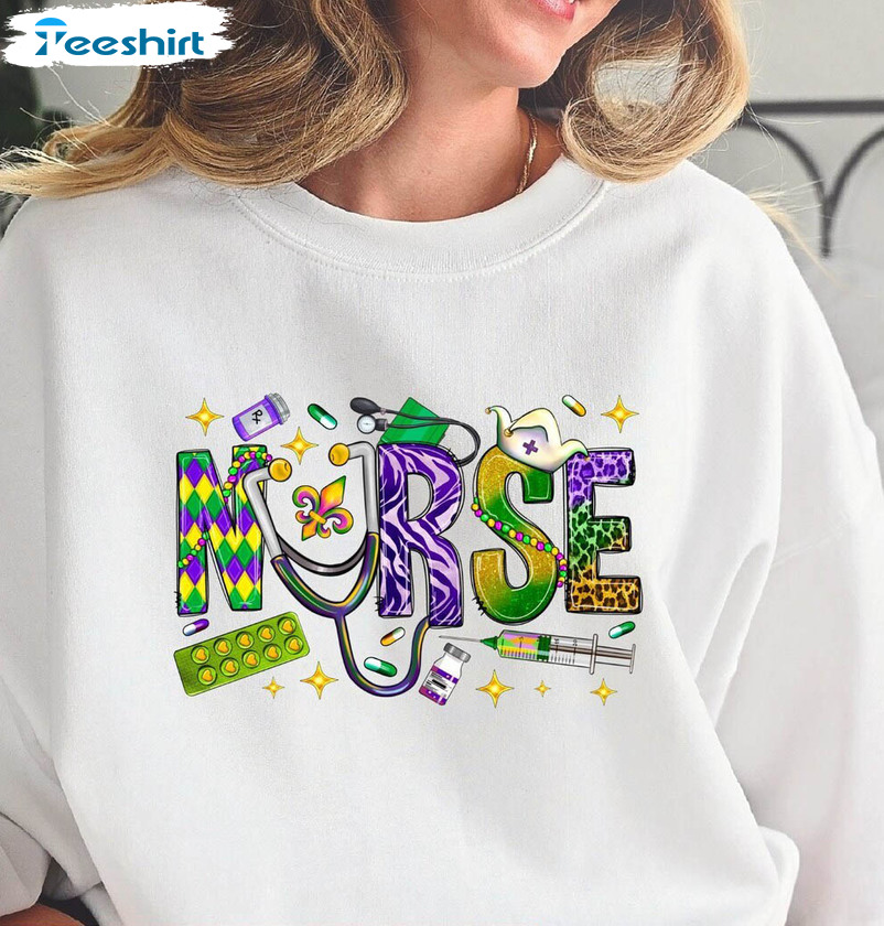 Limited Nurse Unisex T Shirt , Must Have Mardi Gras Nurse Shirt Short Sleeve