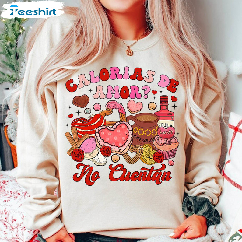 Retro Calorias De Amor No Cuentan T Shirt, Tacos Are My Valentine Shirt Hoodie