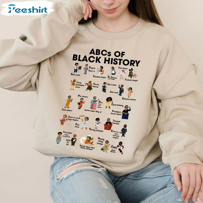 New Rare Abcs Of Black History Shirt, Black History Month Long Sleeve Crewneck