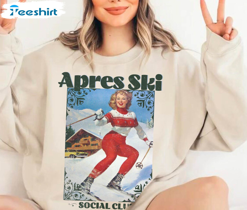 Vintage Apres Ski Sweatshirt, Retro Ski Sweater Unisex Hoodie