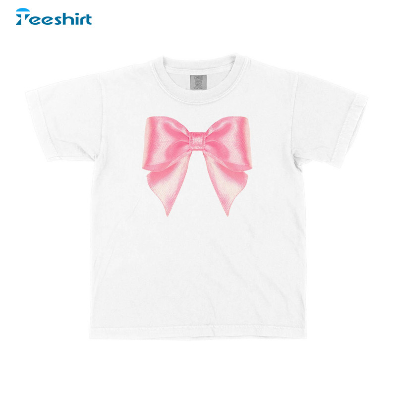 New Rare Coquette Pink Bow Shirt, Big Pink Bow Ribbon Crewneck Unisex Hoodie