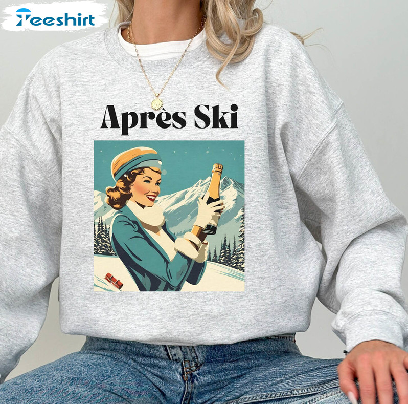 New Rare Apres Ski Sweatshirt, Trendy Winter Sport Sweater Long Sleeve