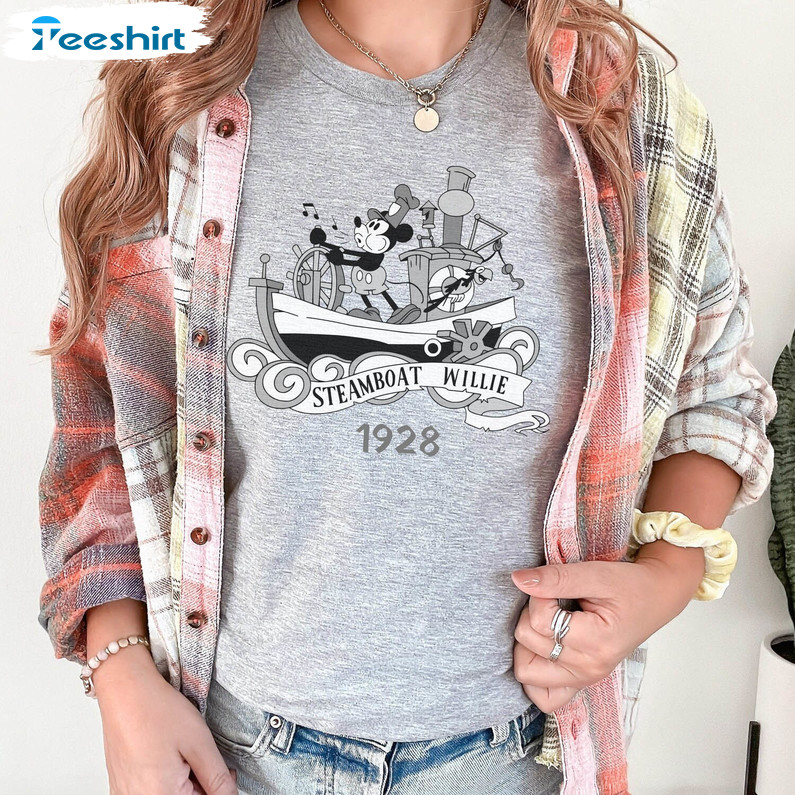 Steamboat Willie Inspirational Shirt, Mickey 1928 Long Sleeve Unisex Hoodie