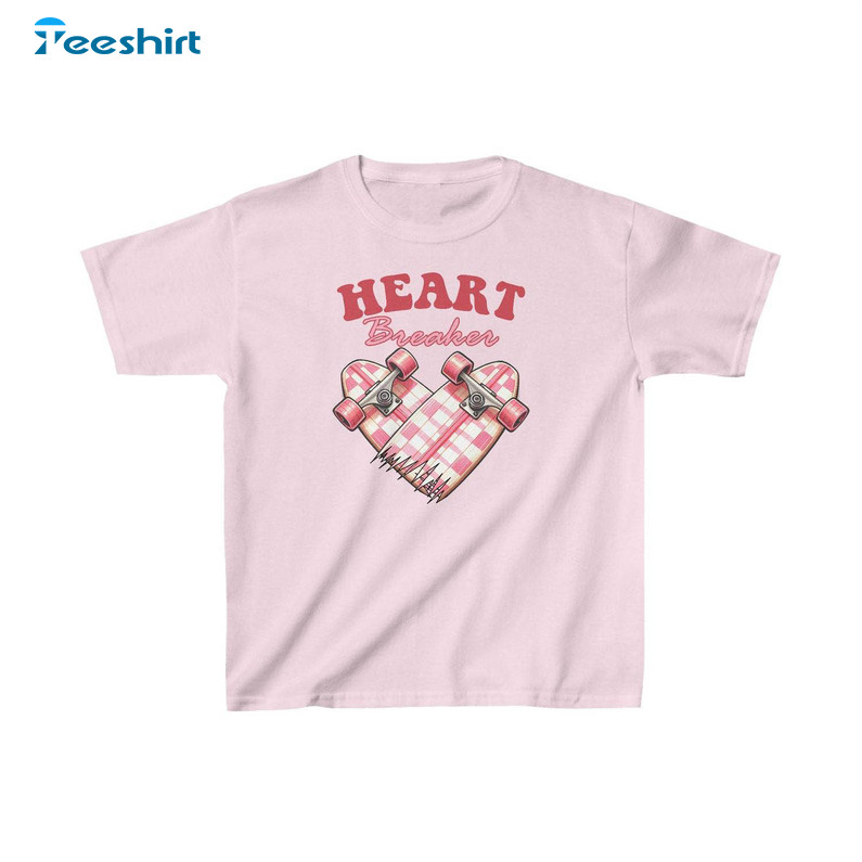 Limited Heartbreaker Skateboard Shirt, Skateboard Valentines Day Tee Tops Short Sleeve