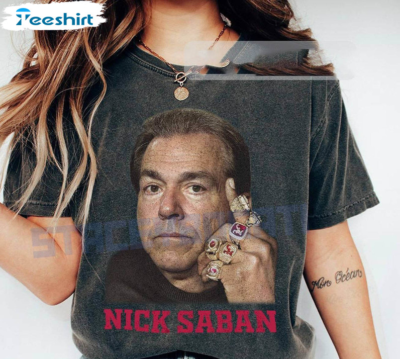 Vintage Nick Saban Shirt, Groovy Nick Saban Alabama Football Short Sleeve Crewneck