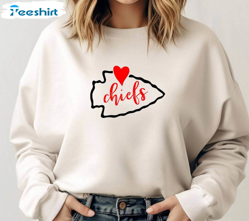 Cool Kansas City Chiefs Valentines Day Shirt, Valentines Chiefs Arrowhead Crewneck T Shirt