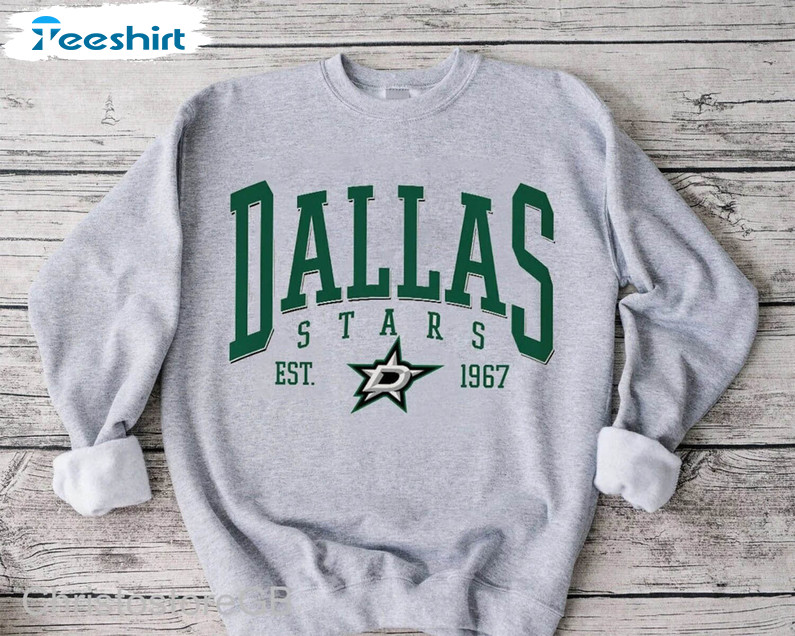 Dallas Stars Inspirational Shirt, Groovy Hockey Team Retro Crewneck Short Sleeve