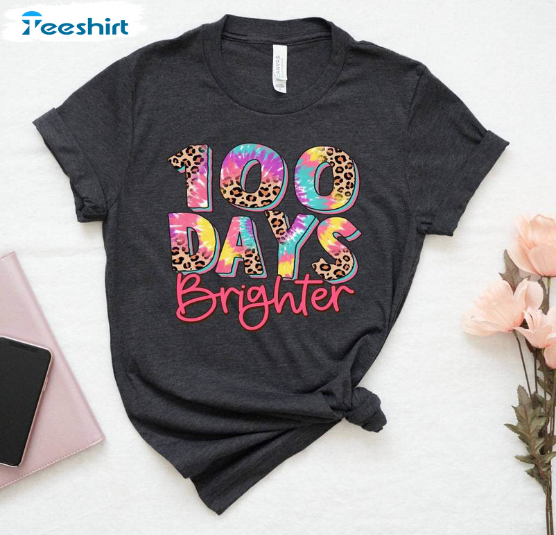 Comfort 100 Days Brighter Shirt, Limited 100 Days Of School Long Sleeve Tee Tops