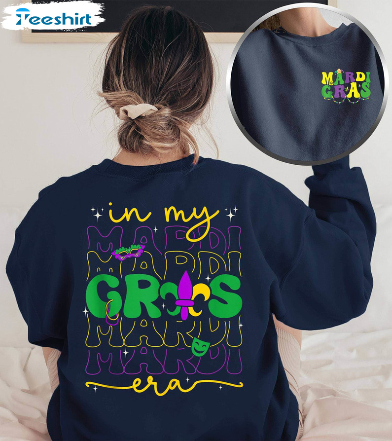 In My Mardi Gras Era Vintage Shirt, Funny Flower Unisex T Shirt Short Sleeve