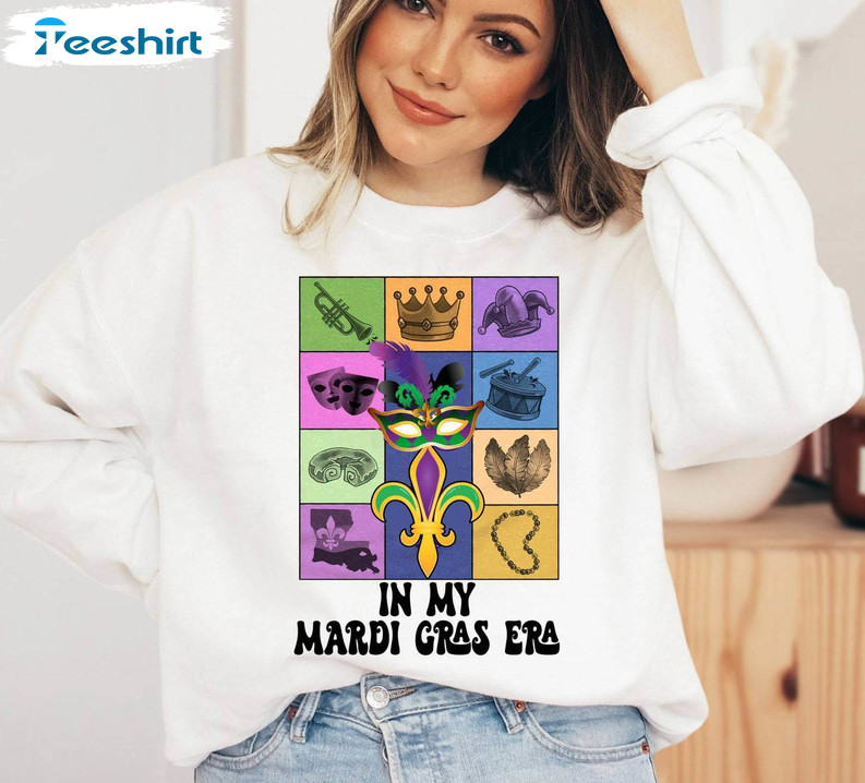 Cool Mardi Gras Club Sweatshirt, Mardi Gras Beads Feathered Mask Sweater T Shirt