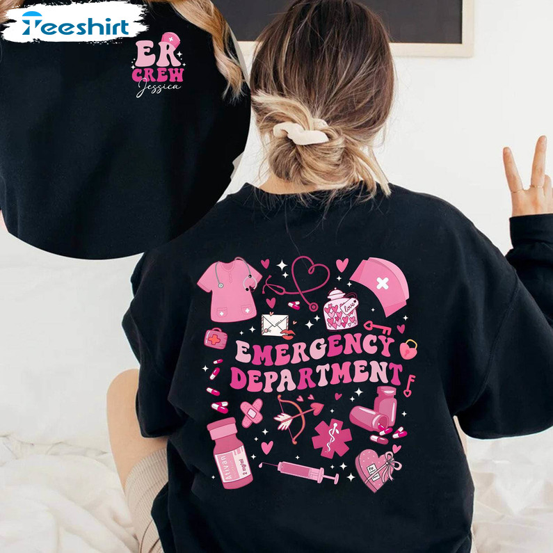 Comfort Emergency Department Valentine Shirt, Valentine Er Nurse Tee Tops Hoodie