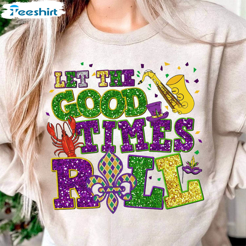 Limited Let's The Good Times Roll Shirt, Unique Faux Sequins Hoodie Long Sleeve