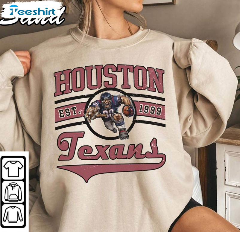 Houston Texans Groovy Shirt, Houston Football Crewneck Sweatshirt Long Sleeve