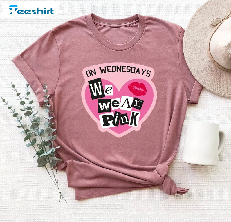 Retro On Wednesdays We Wear Pink Shirt, We Wear Pink Girls Crewneck Short Sleeve