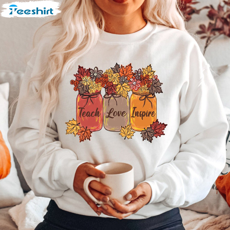 Teach Love Inspire Shirt - Thankful Floral Sweatshirt Unisex Hoodie