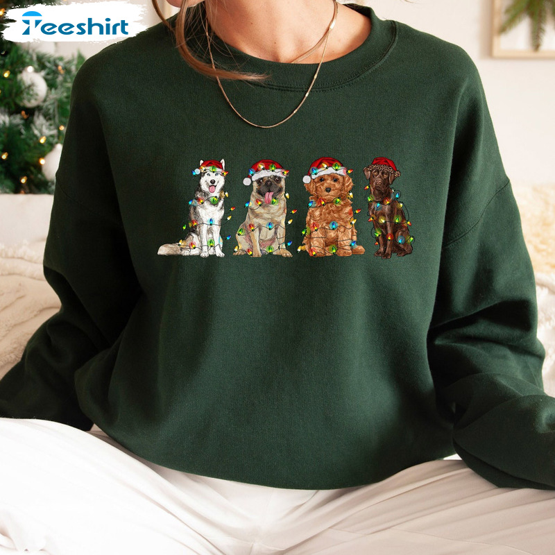 Dog Mom Light Sweatshirt - Christmas Dogs Unisex Hoodie Crewneck