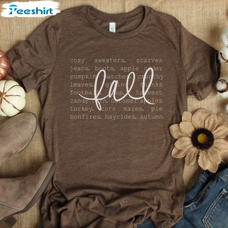 Hello Fall Shirt - Thanksgiving Words Sweatshirt For Woman