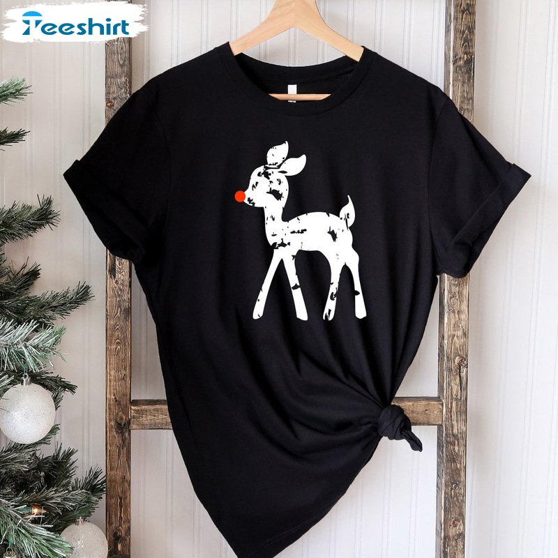 Reindeer Cute Shirt - Christmas Reindeer Vintage Design Sweatshirt Long Sleeve