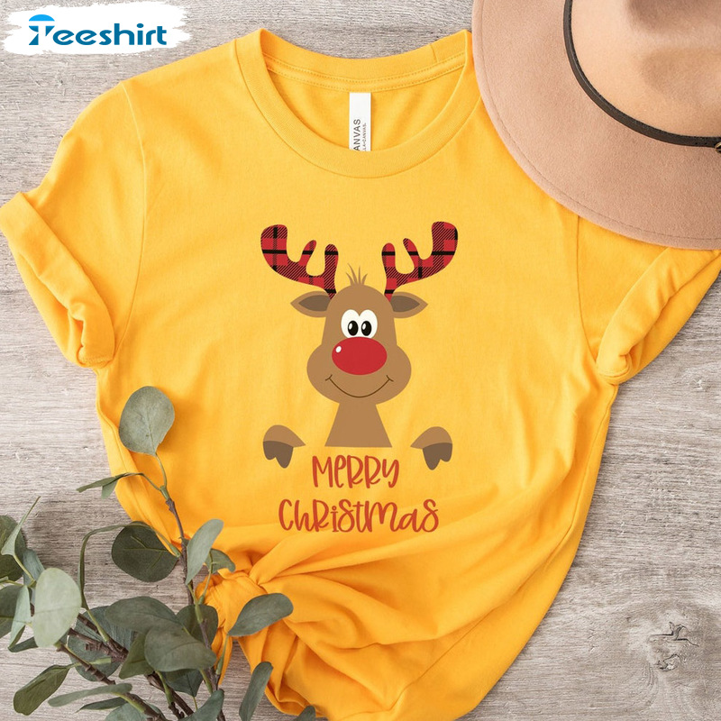 Cute Christmas Reindeer Shirt - Merry Christmas Vintage Design Unisex Hoodie Tank Top