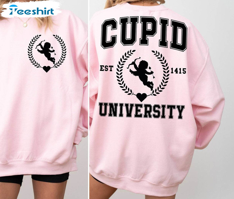 Comfort Cupid University Shirt, Cool Design Valentines Day T Shirt Short Sleeve