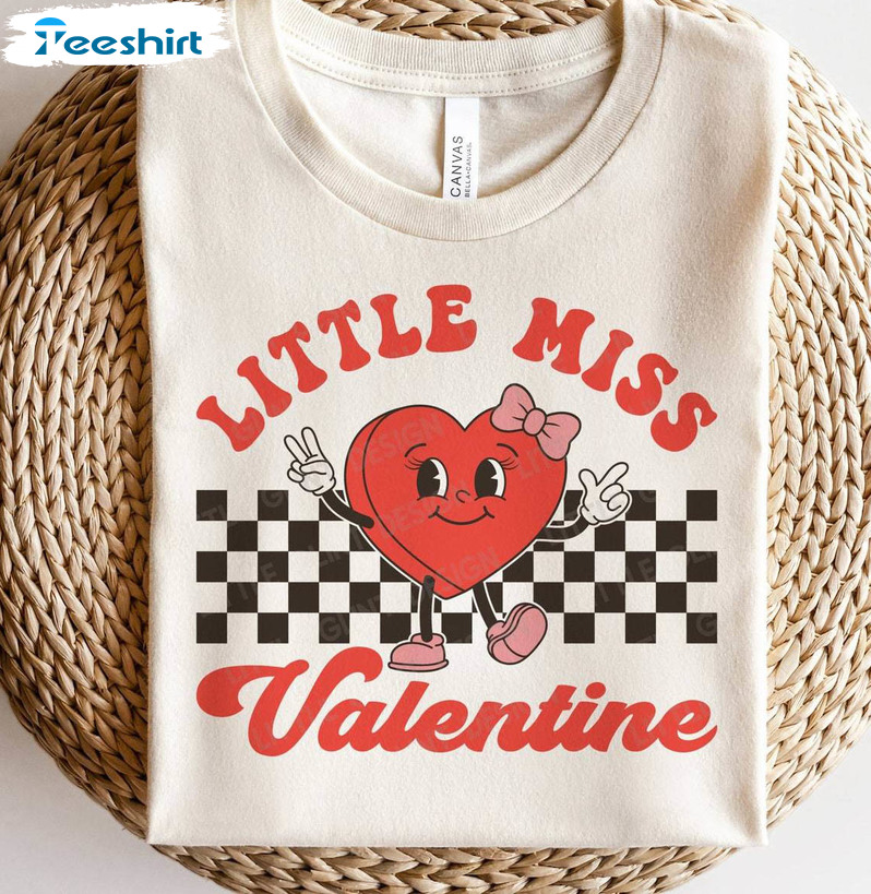 Little Miss Valentine Vintage Shirt, Unique Valentine Girl Long Sleeve Sweater