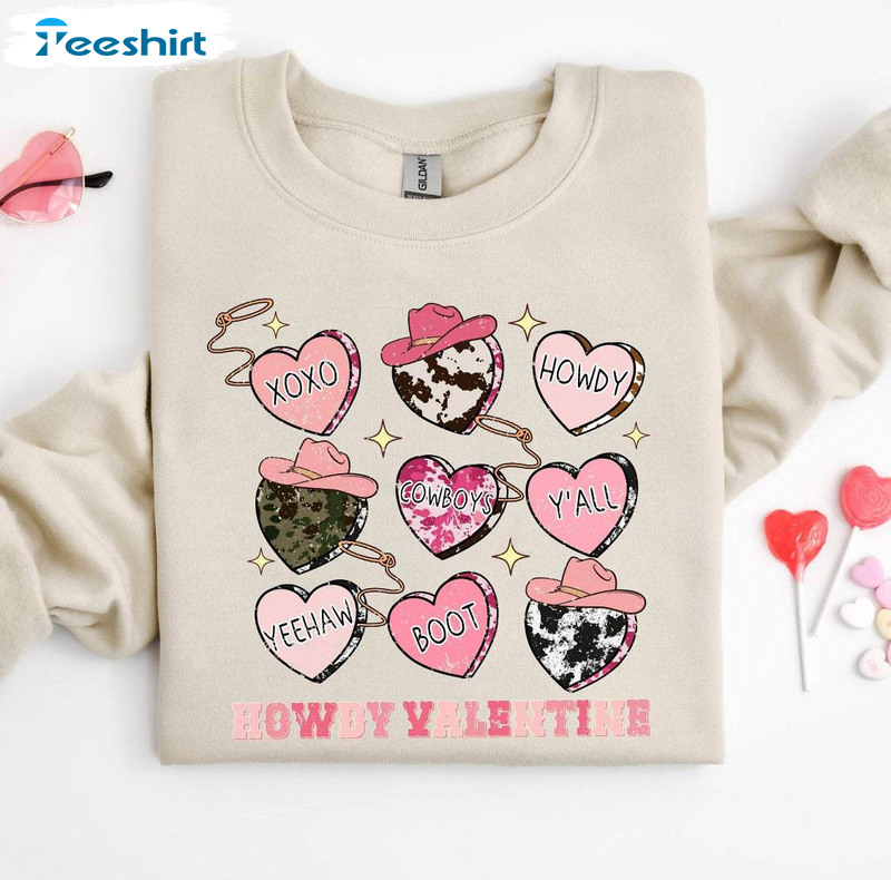 Funny Howdy Valentine Shirt, Limited Valentines Cowgirl Tank Top Hoodie
