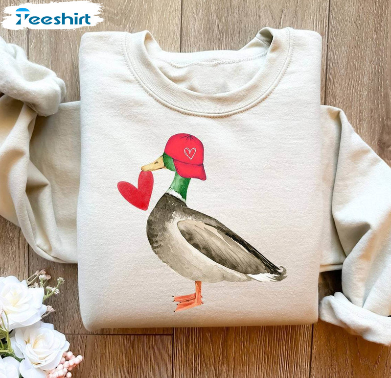 Funny Valentine Mallard Duck Shirt, Cute Animals Valentine Short Sleeve Unisex T Shirt