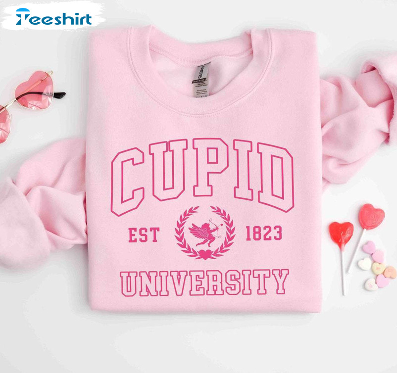 Cute Valentine's Day T Shirt , Retro Cupid University Shirt Short Sleeve Long Sleeve