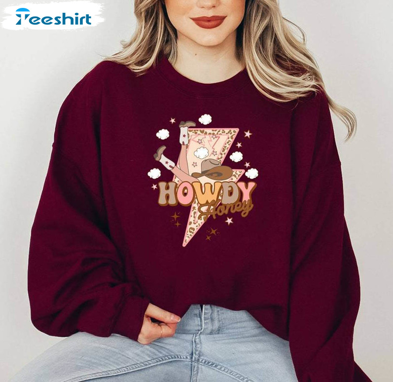 Howdy Honey Cowboy T Shirt , Groovy Howdy Valentine Shirt Unisex Hoodie