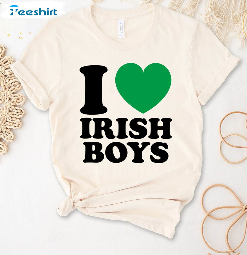 Comfort Colors I Love Irish Boys Shirt, Trendy Slogan Girlfriend Hoodie Tee Tops