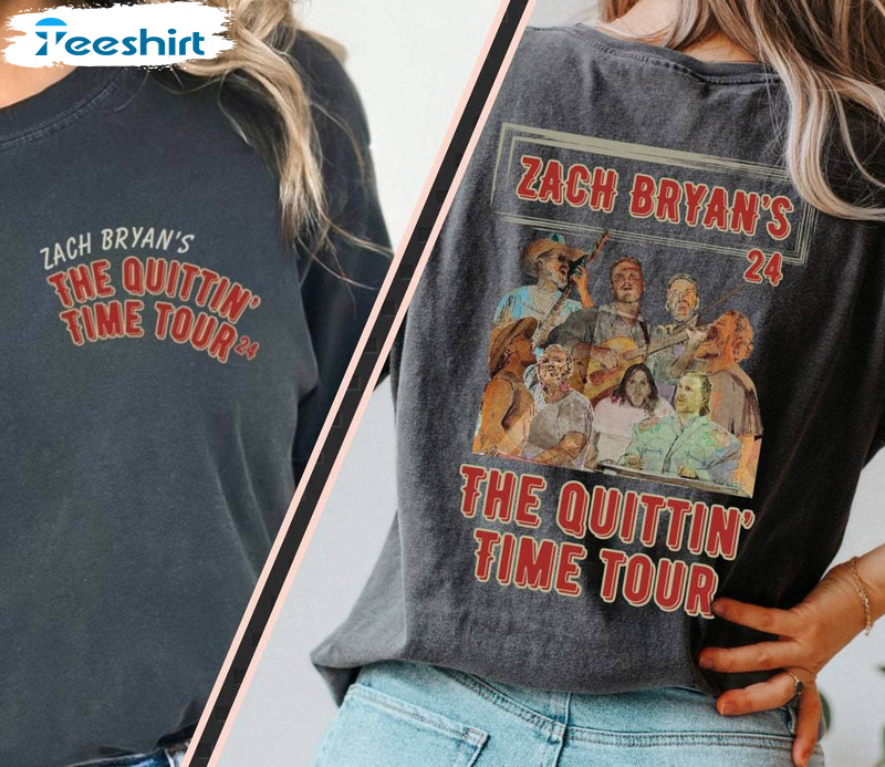Vintage Quittin Time Tour Sweatshirt , Neutral Zach Bryan Tour Shirt Unisex Hoodie