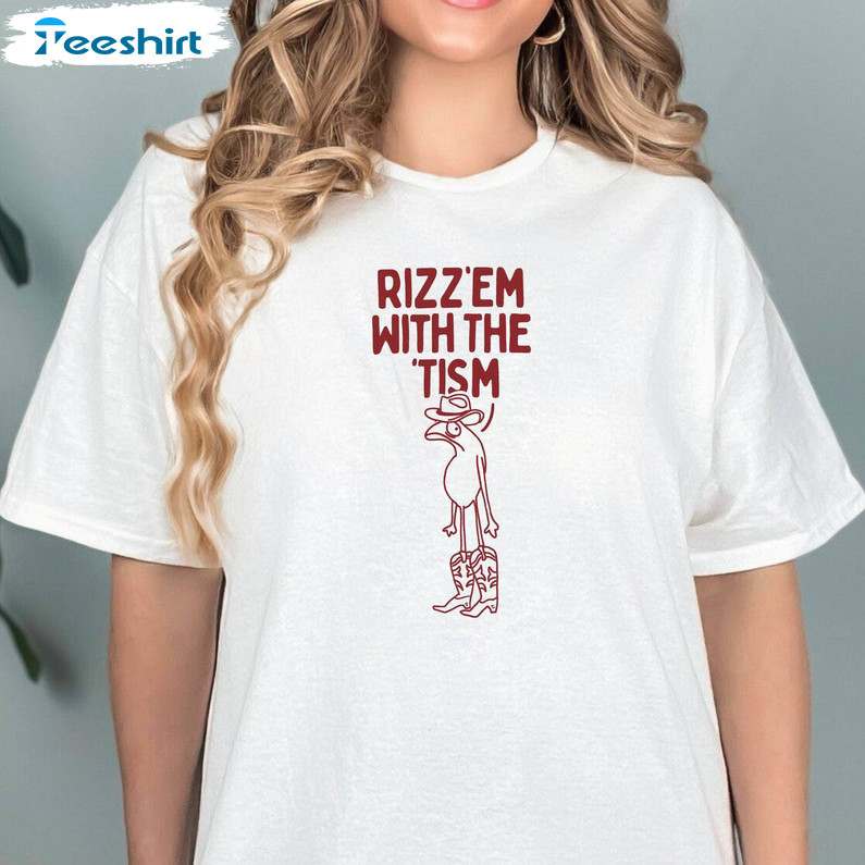 Cool Design Rizz Em With The Tism Shirt, Frog Inspirational Short Sleeve Sweater