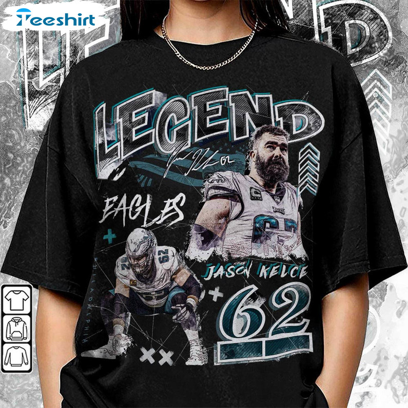 Jason Kelce Legend Tribute 90s T Shirt, Groovy Jason Kelce Shirt Long Sleeve