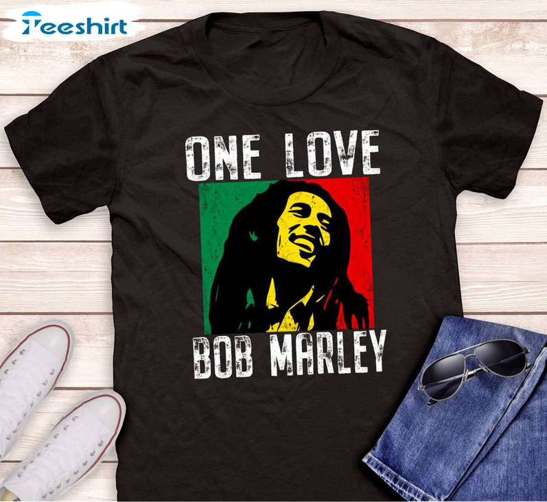 Trendy Bob Marley Awesome Shirt, One Love Bob Marley Crewneck Unisex T Shirt