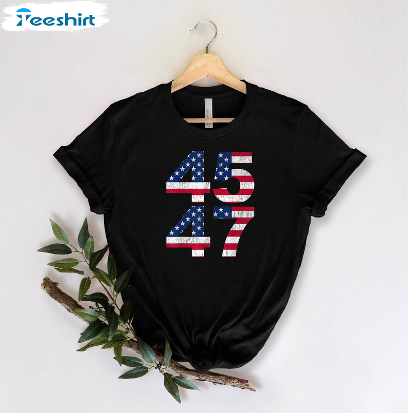 Trendy 4th Of July Unisex Hoodie, Modern Trump Varsity Shirt Long Sleeve