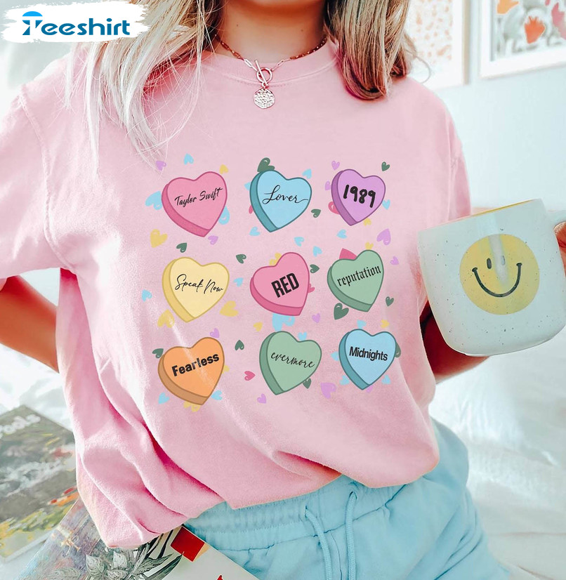 Evermore Fearless Candy Heart Sweatshirt , Valentines Taylor Version Shirt Tee Tops