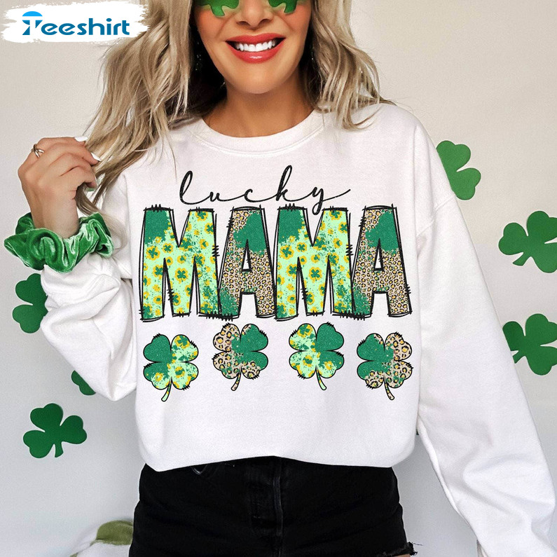 New Rare One Lucky Mama Shirt, Retro Leopard Lucky Mama Crewneck Hoodie