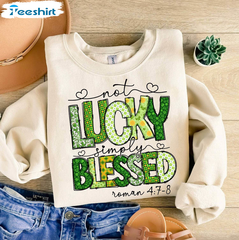 Comfort Not Lucky Simply Blessed Roman Shirt, Groovy Religious Hoodie Tee Tops