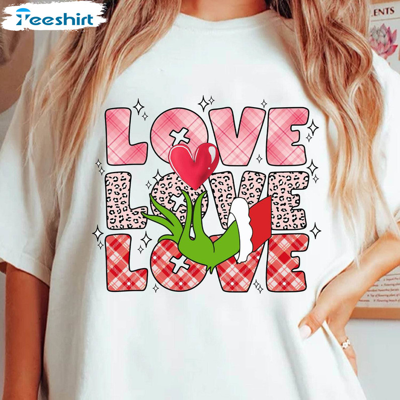 Must Have Grinch's Valentine Shirt, Limited Love Heart Crewneck Tee Tops