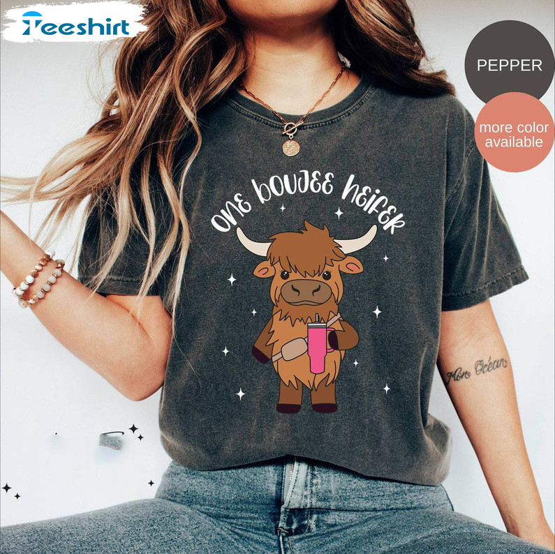 Comfort Colors One Boujee Heifer Shirt, Cute Valentine Hoodie Tee Tops