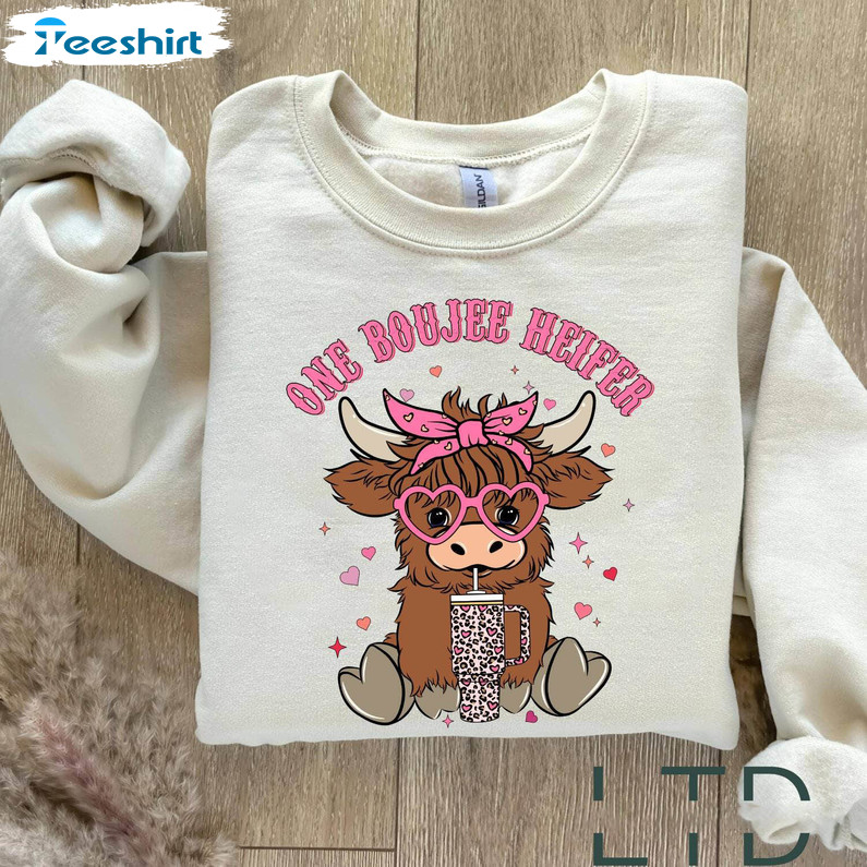 Awesome One Boujee Heifer Shirt, Vintage Valentines Heifer Sweatshirt Sweater