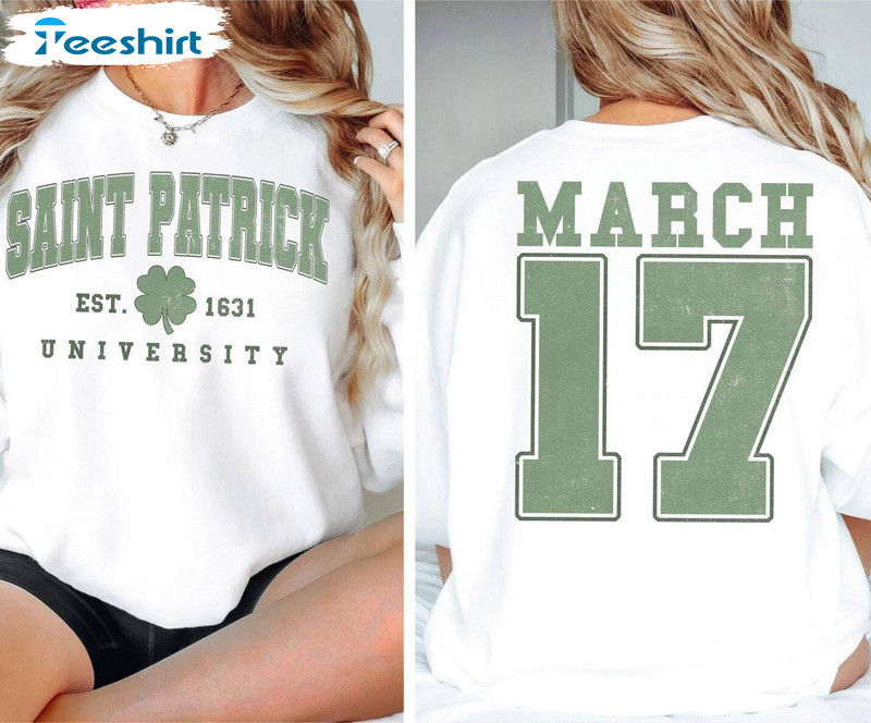 Lucky Inspirational Sweatshirt , Trendy Saint Patrick University Shirt Short Sleeve