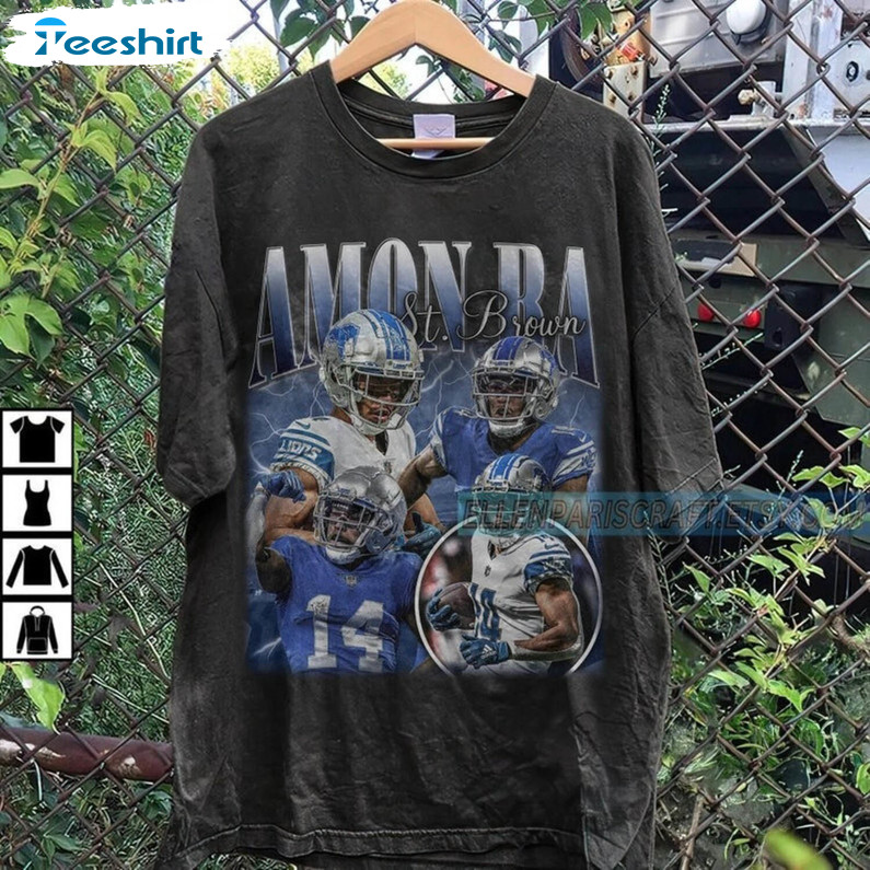 Vintage Amon Ra St Brown T Shirt, Neutral Detroit Lions Shirt Long Sleeve