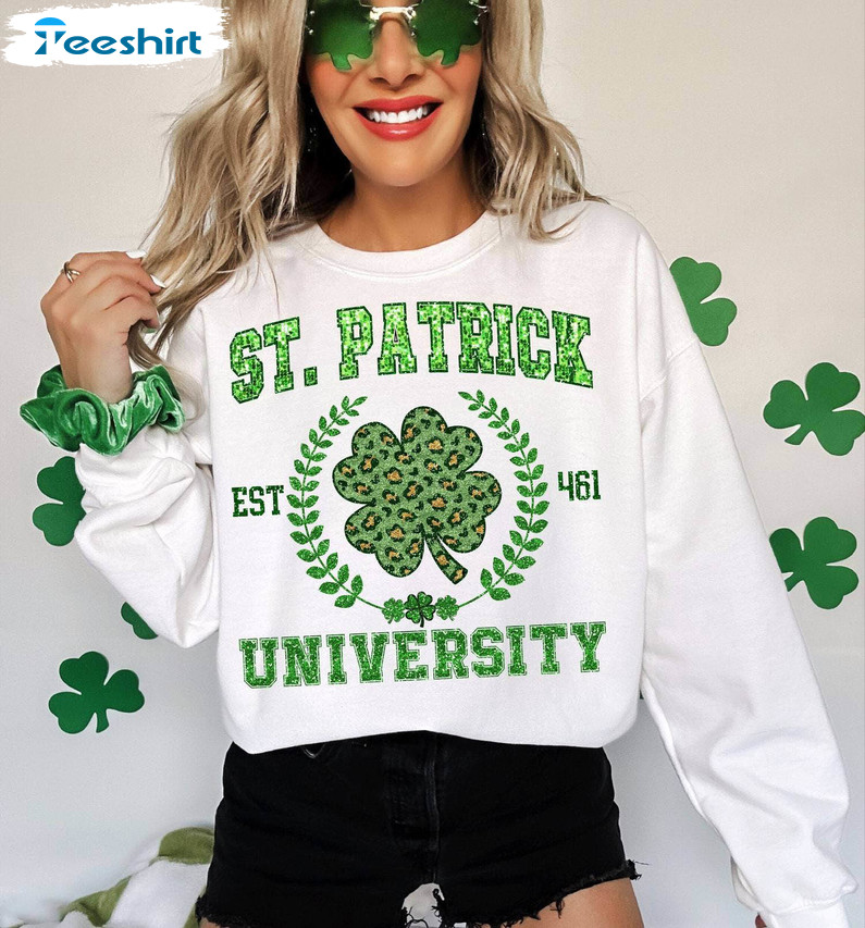 Creative Saint Patrick University Shirt, Groovy Clover Unisex Hoodie Crewneck