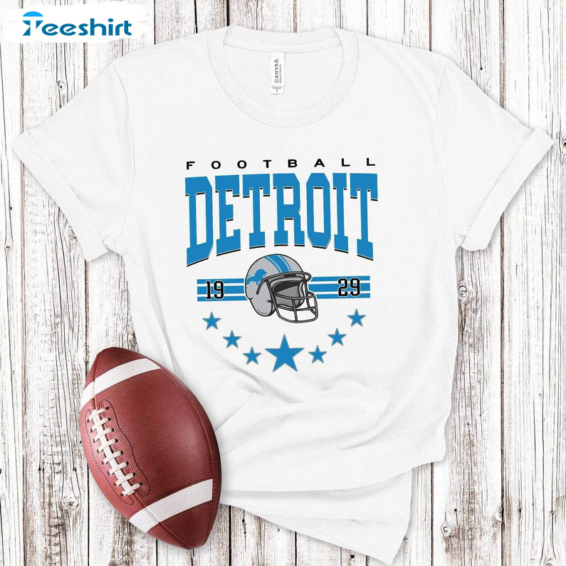 Funny Football Detroit Unisex T Shirt , Vintage Detroit Lions Shirt Short Sleeve